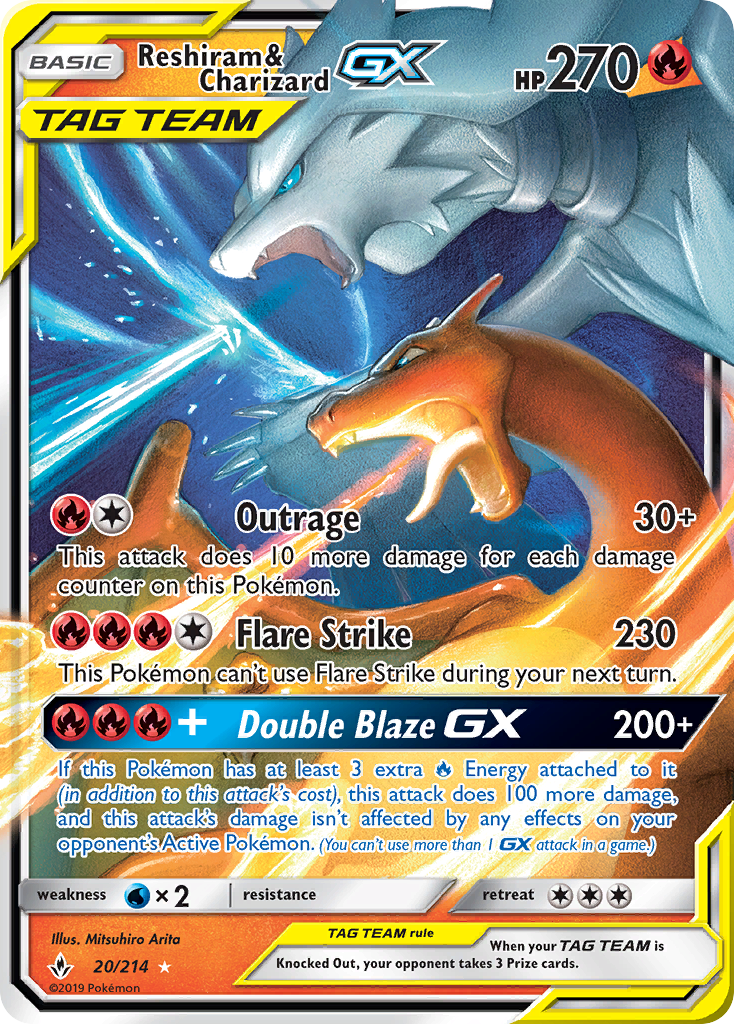 Reshiram & Charizard-GX (20/214) - [Holo Foil] Unbroken Bonds (UNB)