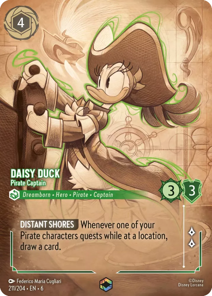 Daisy Duck - Pirate Captain - [Foil, Enchanted] Azurite Sea (6)