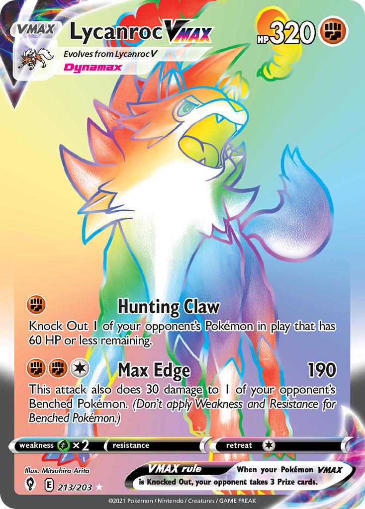 Lycanroc VMAX (213/203) - [Rainbow Holo] Evolving Skies (EVS)