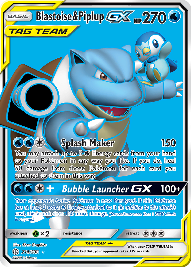Blastoise & Piplup-GX (214/236) - [Full Art] Cosmic Eclipse (CEC)