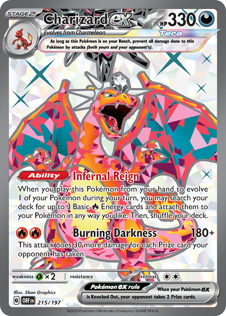 pokemon cards charizard gx full art Charizard ex 183/165 Ultra Rare Full Art Scarlet Violet 151 Pokemon Ca –  Boomerang Collectables main image 0