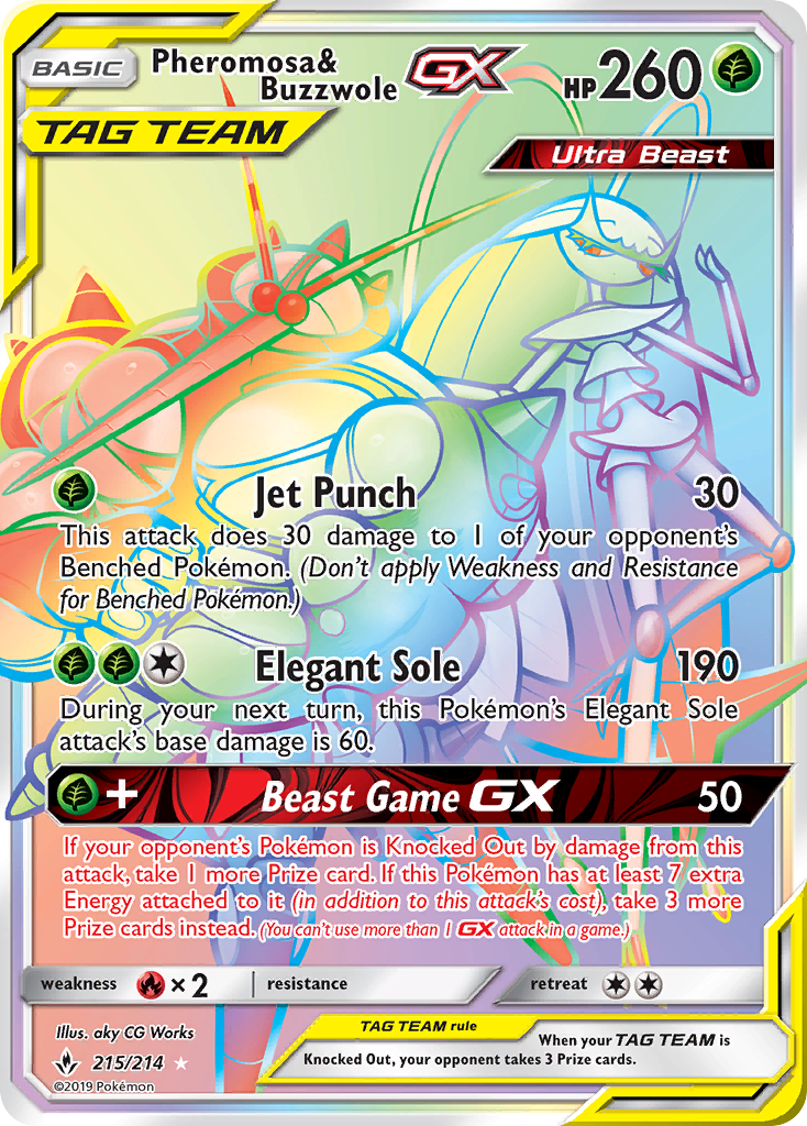 Pheromosa & Buzzwole-GX (215/214) - [Rainbow Holo] Unbroken Bonds (UNB)