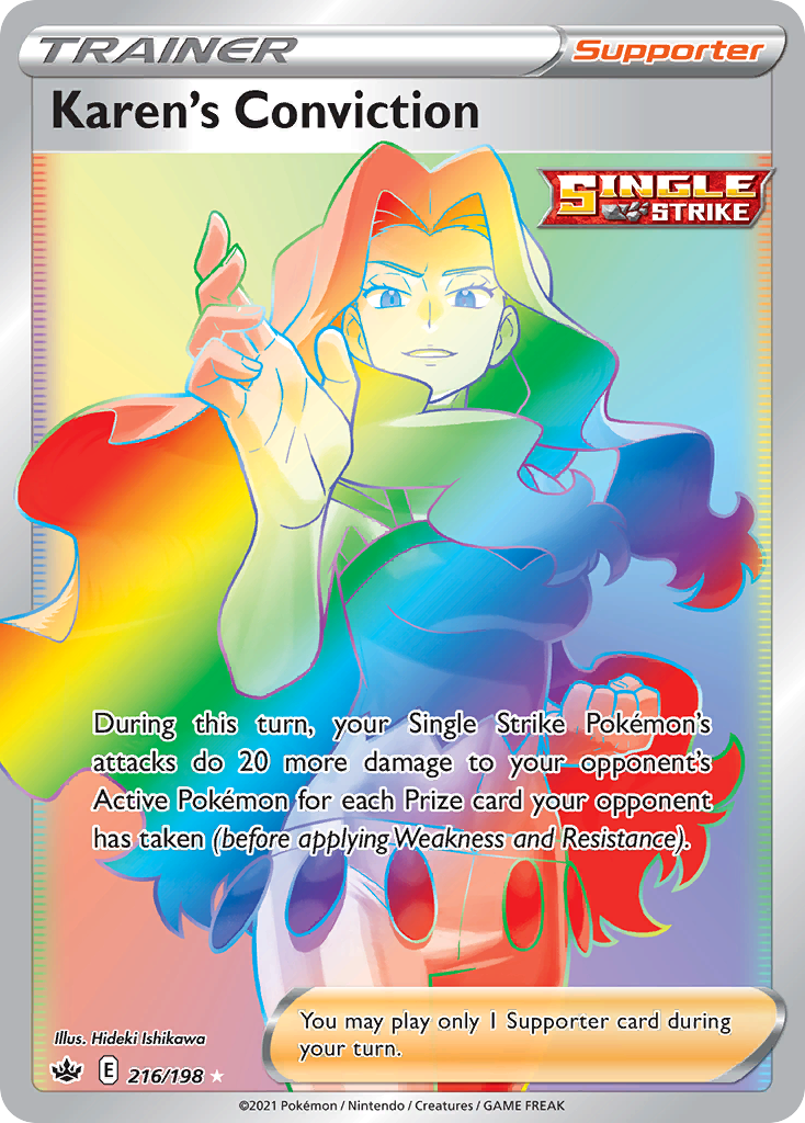 Karen's Conviction (216/198) - [Rainbow Holo] Chilling Reign (CRE)