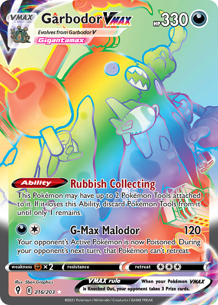 Garbodor VMAX (216/203) - [Rainbow Holo] Evolving Skies (EVS)