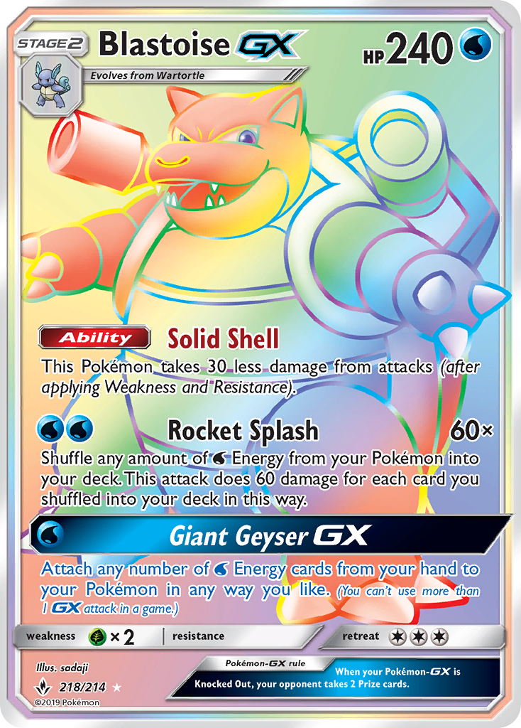 Blastoise-GX (218/214) - [Rainbow Holo] Unbroken Bonds (UNB)