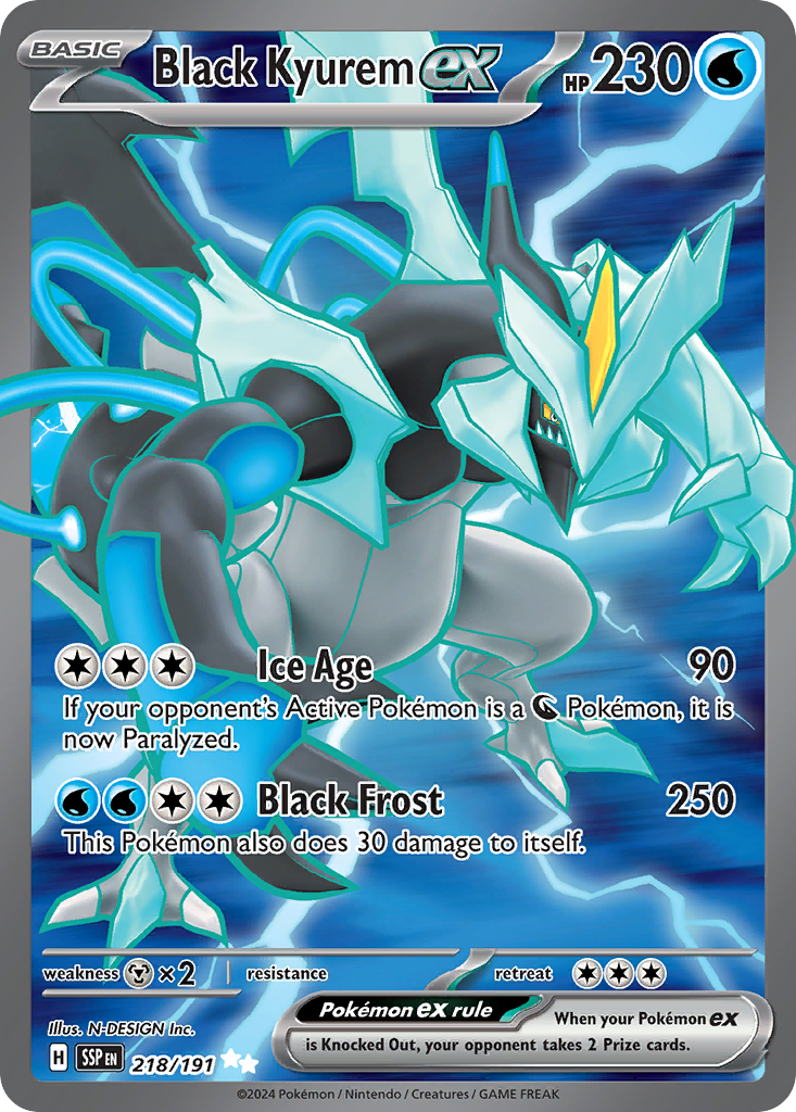 Black Kyurem ex - 218/191 218 - SV08 Surging Sparks Holofoil Moderately Played Black Kyurem ex - 218/191 218 - SV08 Surging Sparks Holofoil Moderately Played