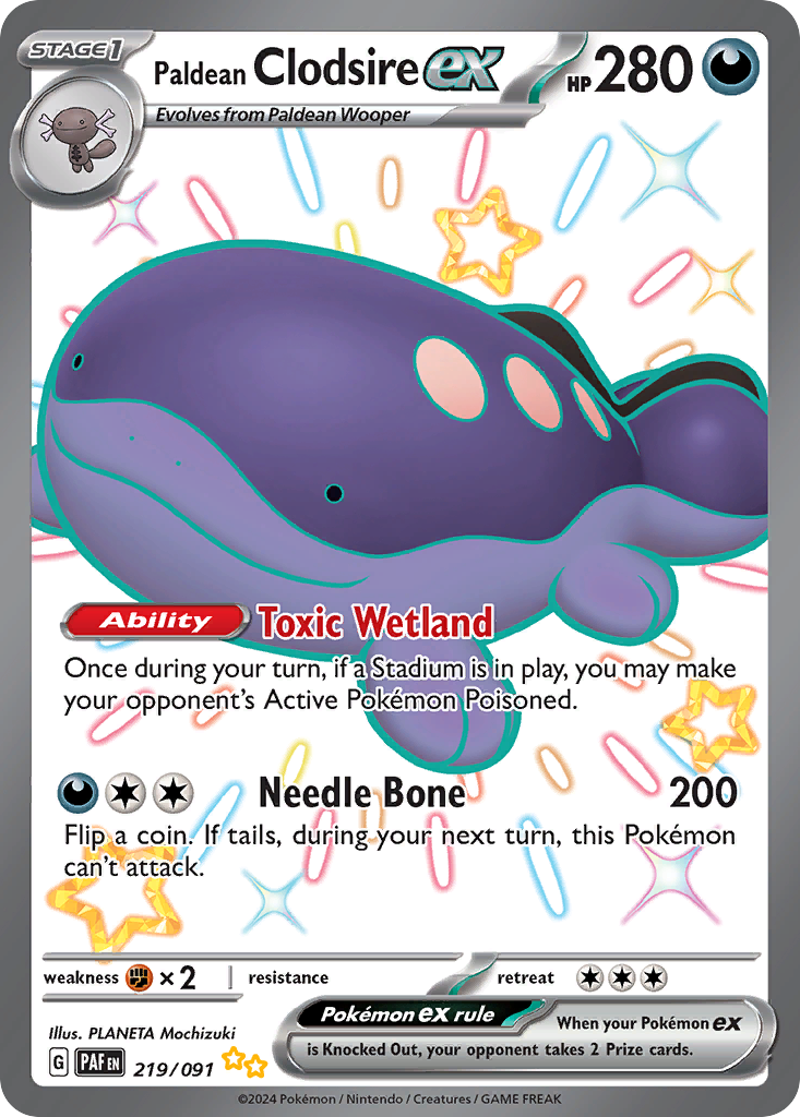 Pokemon Paldean Fates Shiny Ultra Rare Paldean Clodsire ex #219