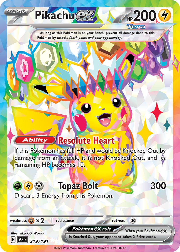 226 191 pokemon card Pikachu ex (219/191)