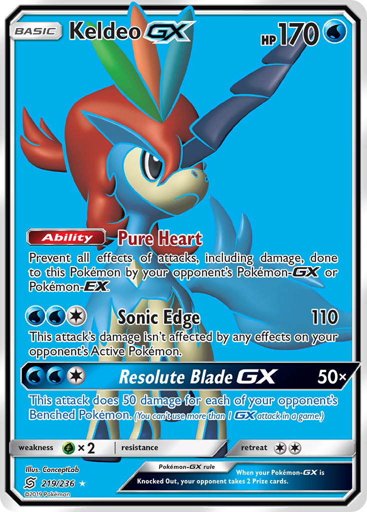 Keldeo-GX (219/236) - [Full Art] Unified Minds (UNM)