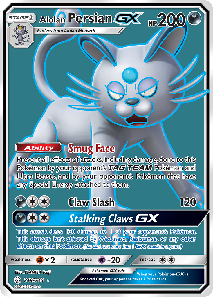 Alolan Persian-GX (219/236) - [Full Art] Cosmic Eclipse (CEC)