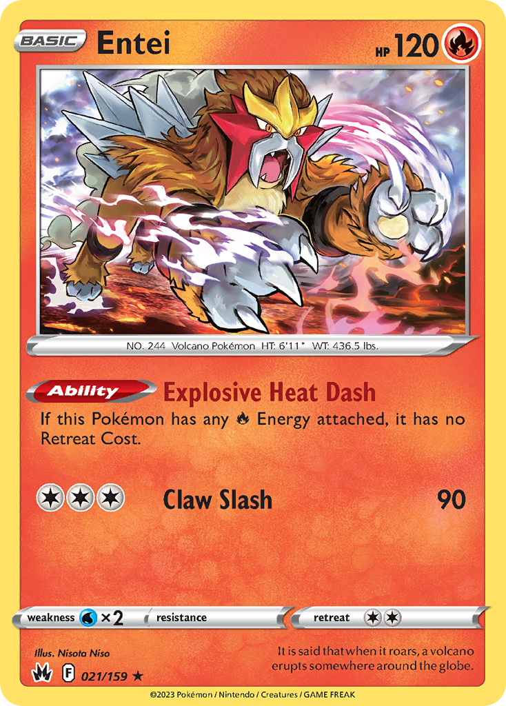 Entei (21/159) - [Reverse Holo] Crown Zenith (CRZ)