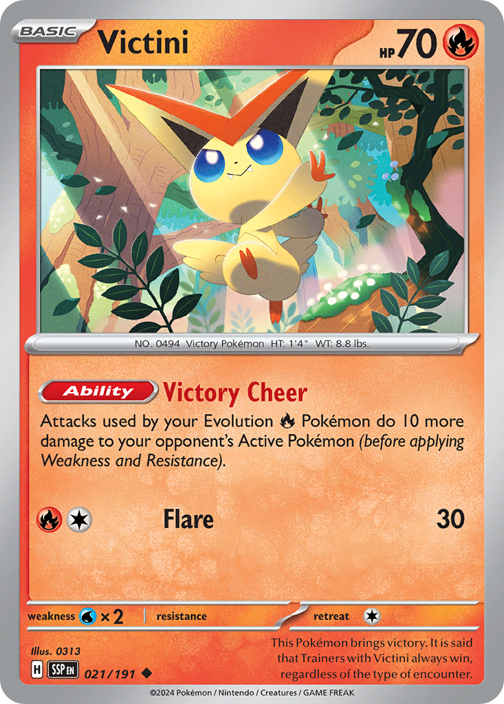 Victini (21/191) - [Reverse Holo] Surging Sparks (SSP)