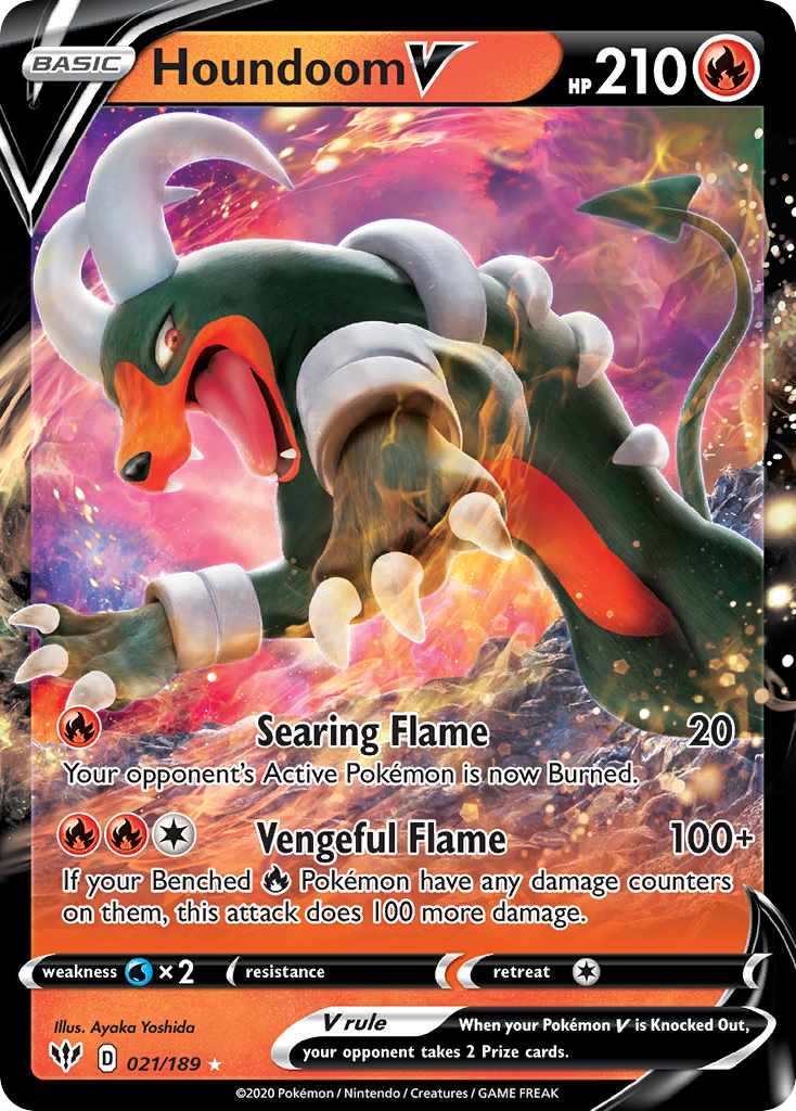 Houndoom V (21/189) - [Holo Foil] Darkness Ablaze (DAA)