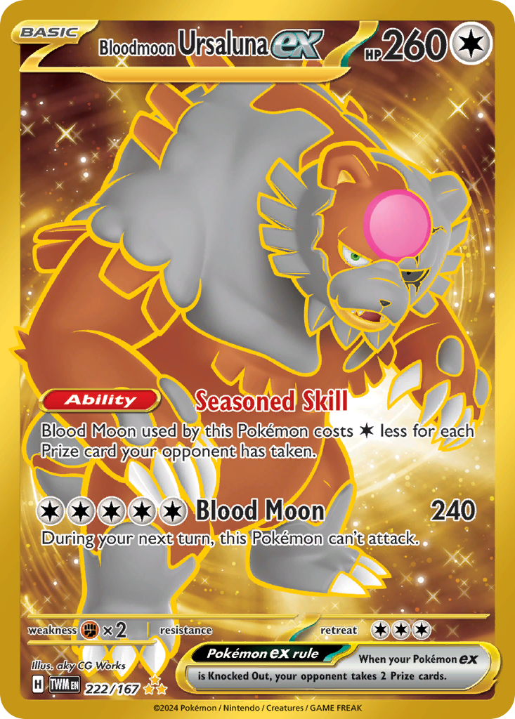 Bloodmoon Ursaluna ex (222/167) - [Gold Holo] Twilight Masquerade (TWM)