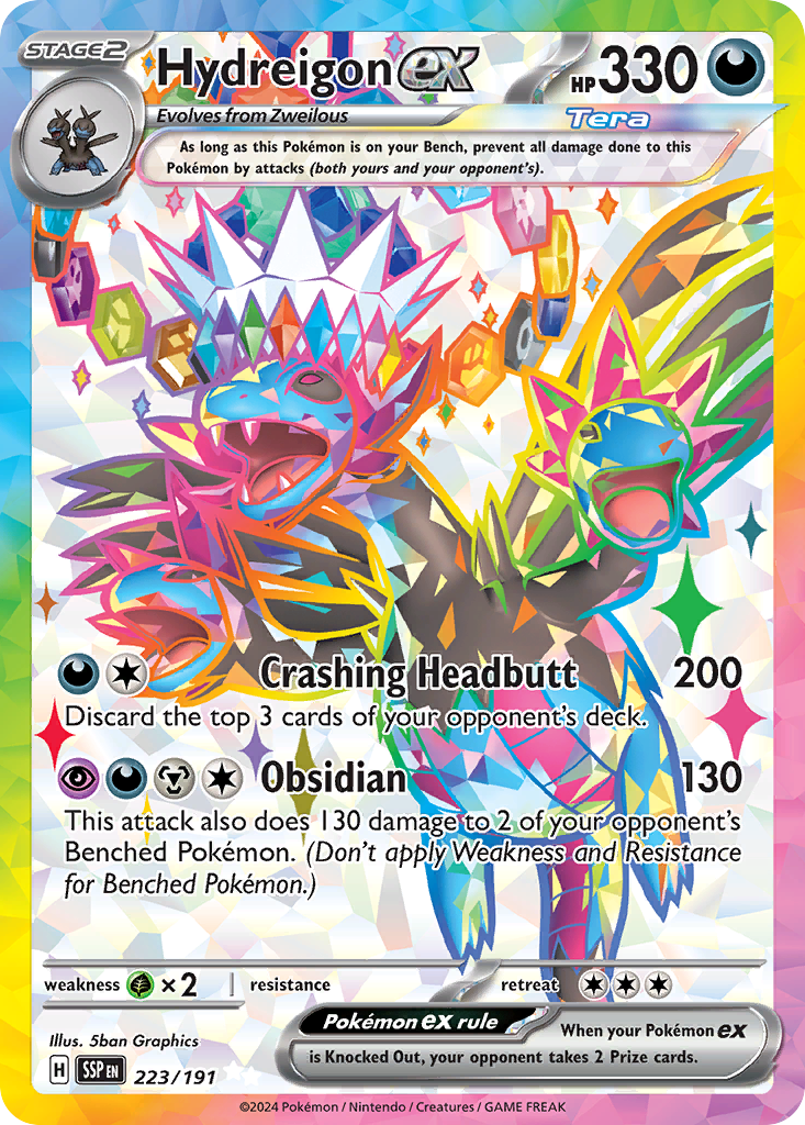 Pokemon Trading Card Game Surging Sparks Ultra Rare Hydreigon ex #223 Pokemon Trading Card Game Surging Sparks Ultra Rare Hydreigon ex #223