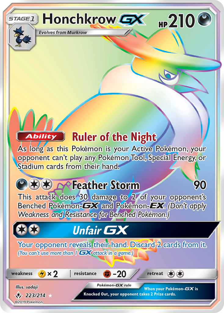 Honchkrow-GX (223/214) - [Rainbow Holo] Unbroken Bonds (UNB)