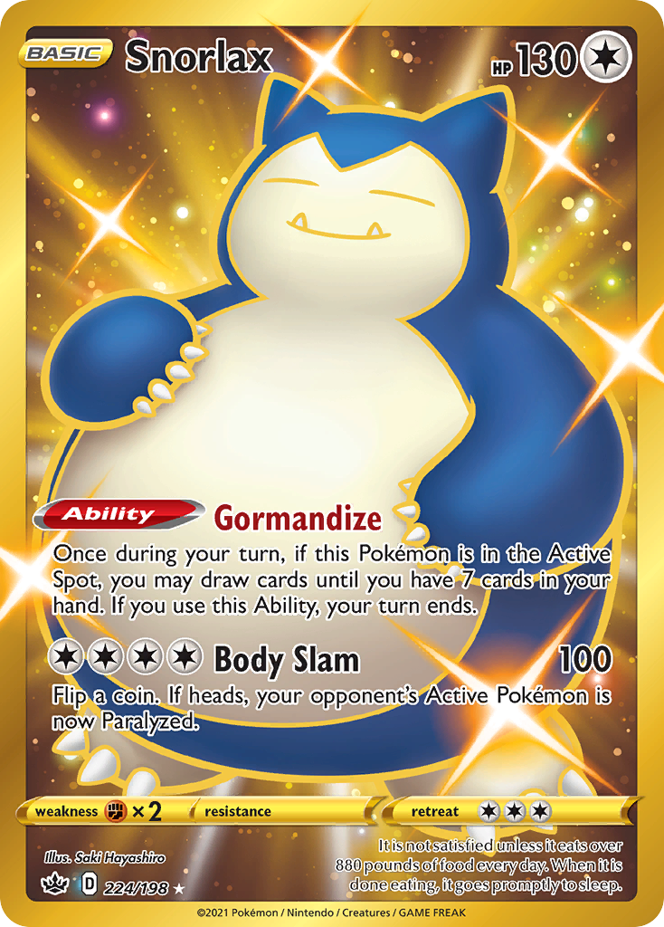 Snorlax (224/198) - [Secret Rare] Chilling Reign (CRE)