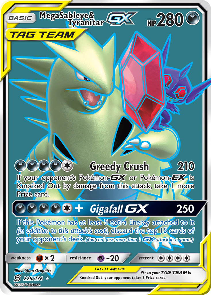 Mega Sableye & Tyranitar-GX (225/236) - [Full Art] Unified Minds (UNM)