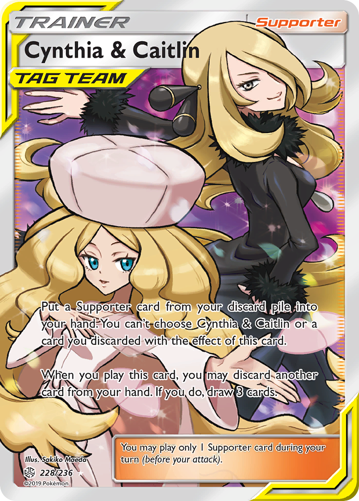 pokemon cosmic eclipse full art cards Cynthia & Caitlin (228/236)