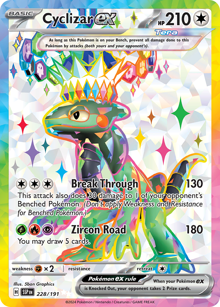 pokemon cards legendary ex full art Pokemon Trading Card Game Surging Sparks Ultra Rare Cyclizar ex #228