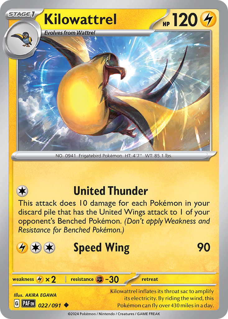 Kilowattrel (22/91) - [Reverse Holo] Paldean Fates (PAF)