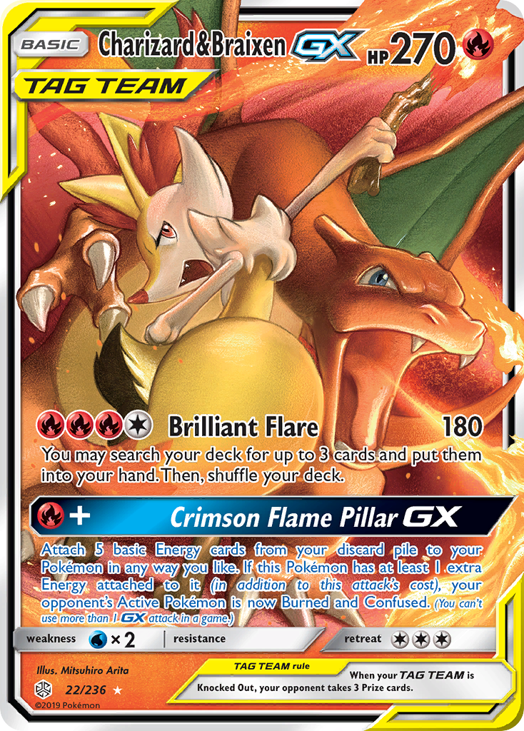 Charizard & Braixen-GX (22/236) - [Holo Foil] Cosmic Eclipse (CEC)