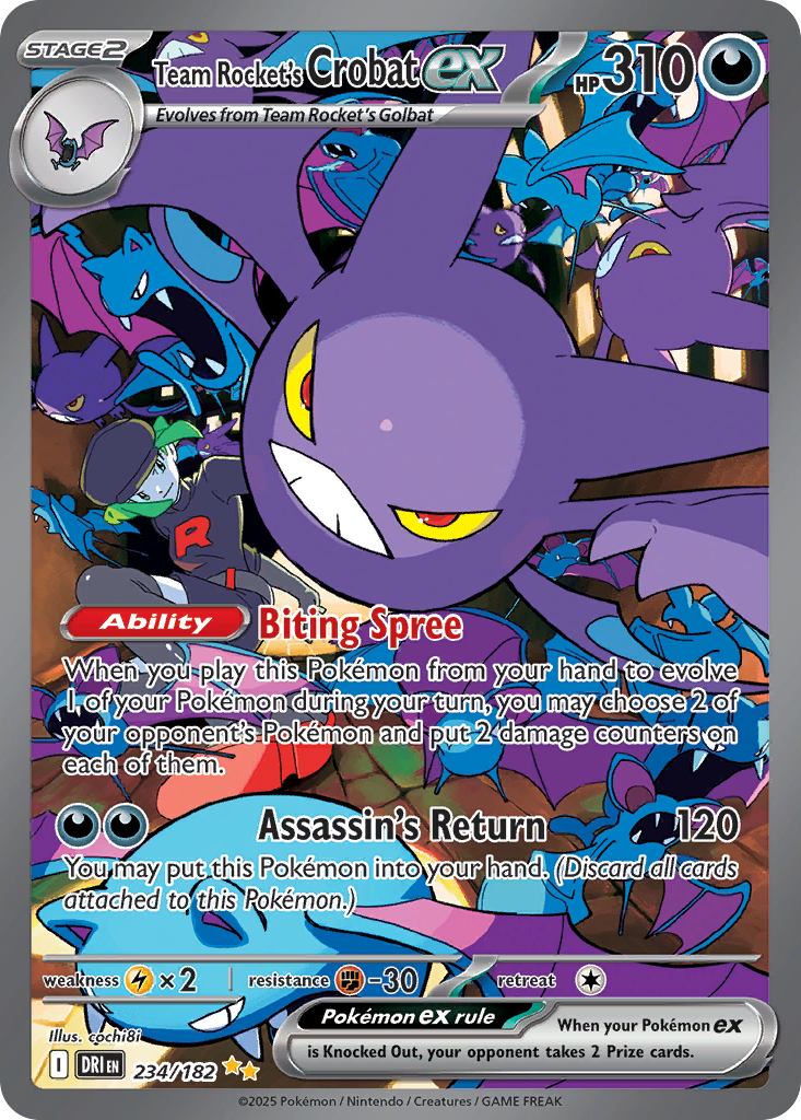 Team Rocket's Crobat ex (234/182) - [Alternate Art] Destined Rivals (DRI)