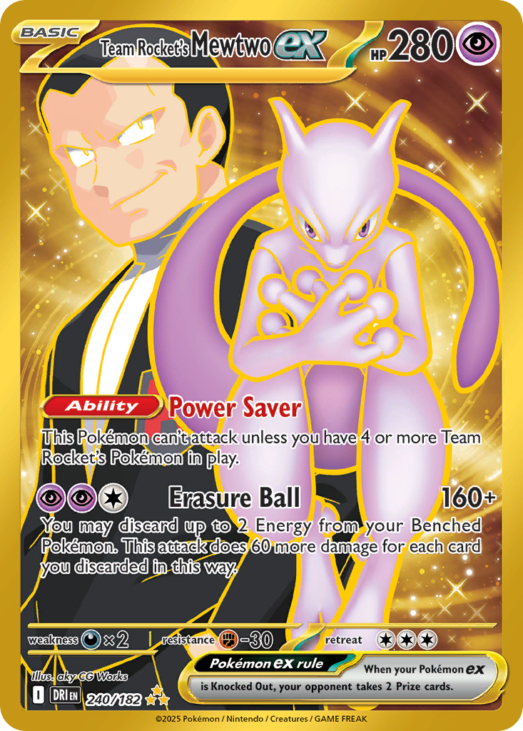 Team Rocket's Mewtwo ex (240/182) - [Gold Holo] Destined Rivals (DRI)