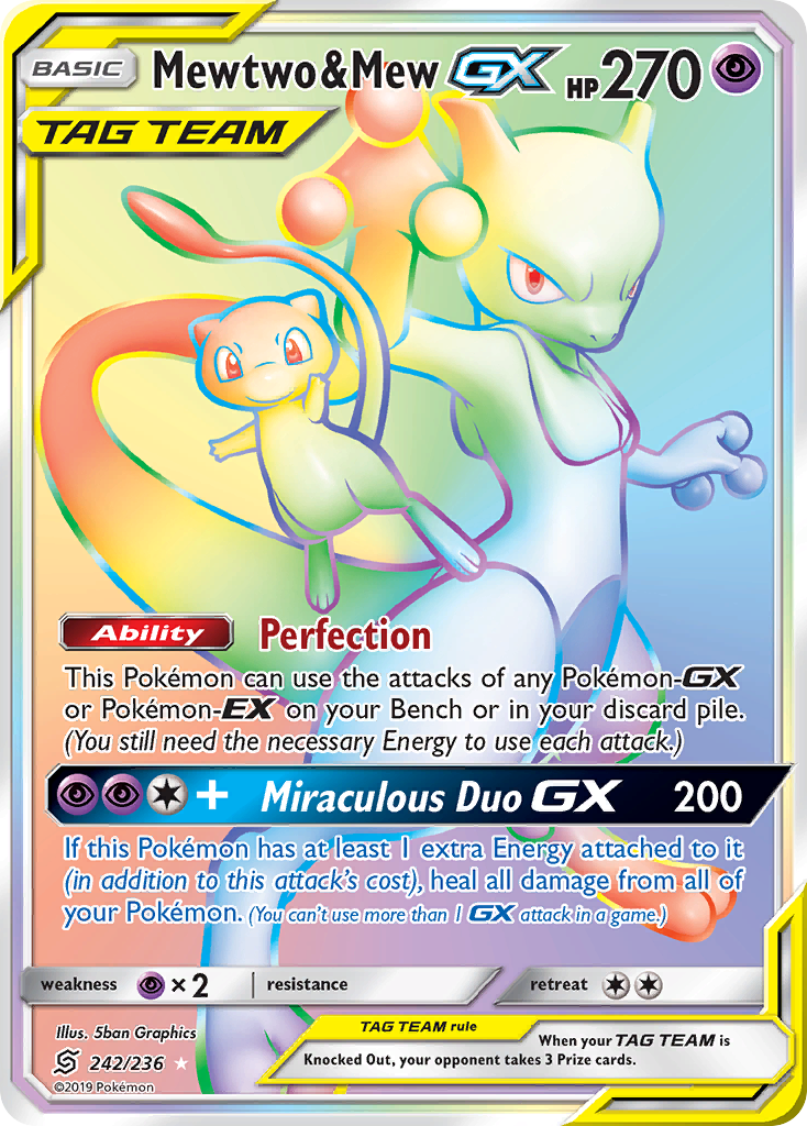 Mewtwo & Mew-GX (242/236) - [Rainbow Holo] Unified Minds (UNM)