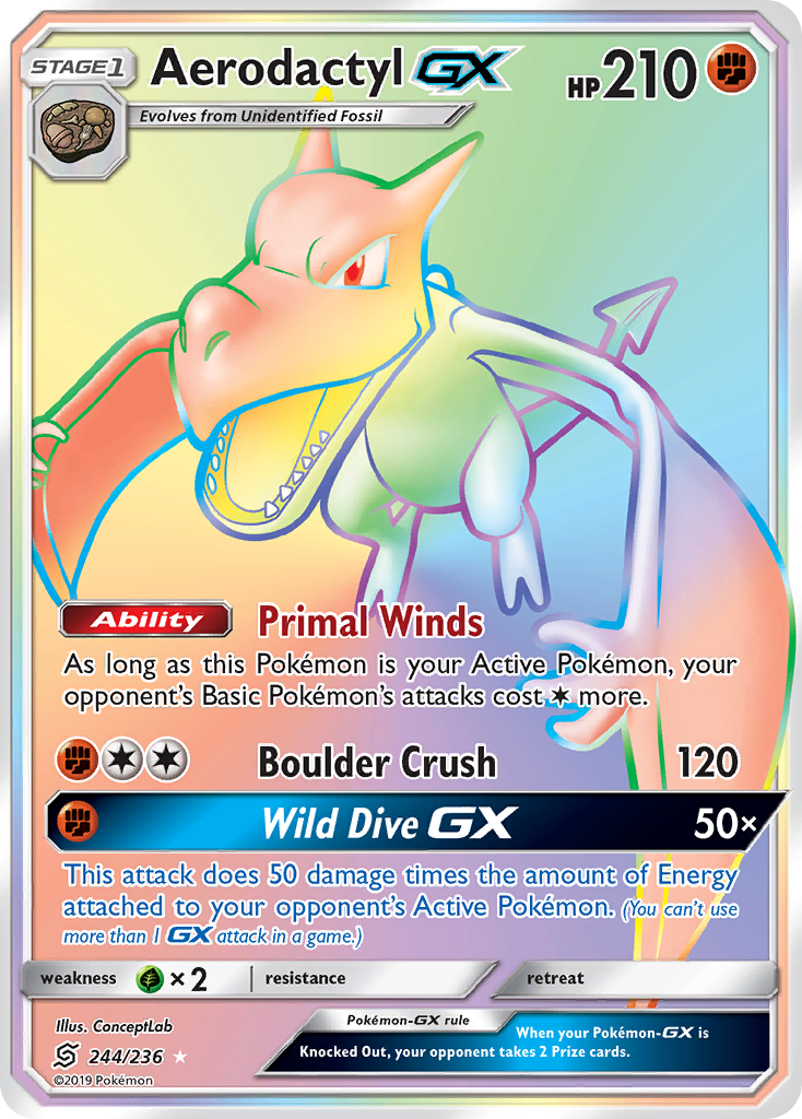 Aerodactyl-GX (244/236) - [Rainbow Holo] Unified Minds (UNM)