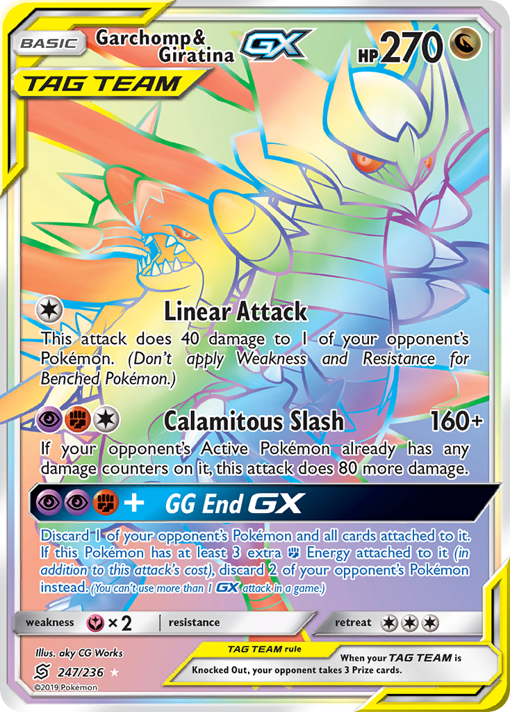 Garchomp & Giratina-GX (247/236) - [Rainbow Holo] Unified Minds (UNM)