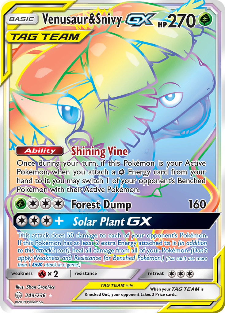 Venusaur & Snivy-GX (249/236) - [Rainbow Holo] Cosmic Eclipse (CEC)