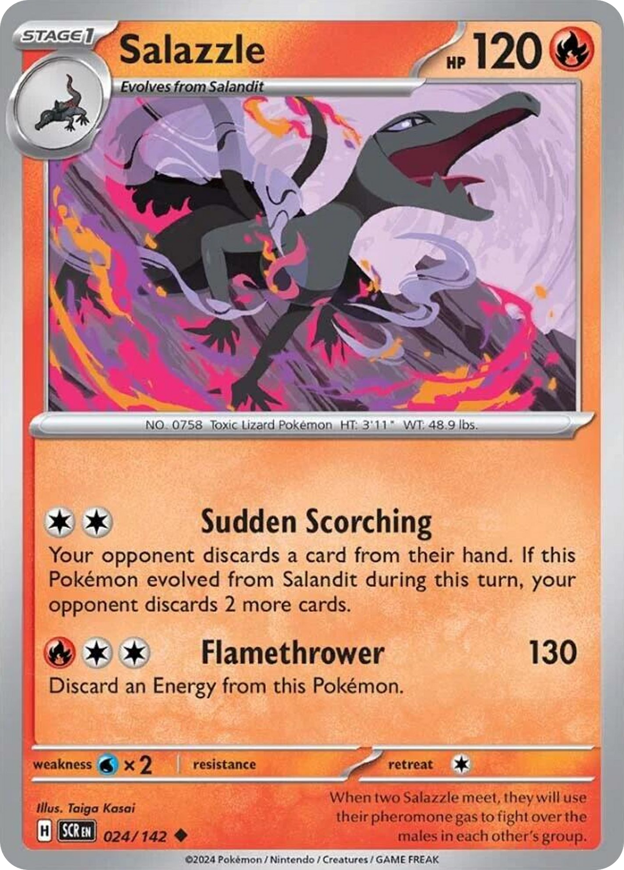 Salazzle (24/142) - [Reverse Holo] Stellar Crown (SCR)