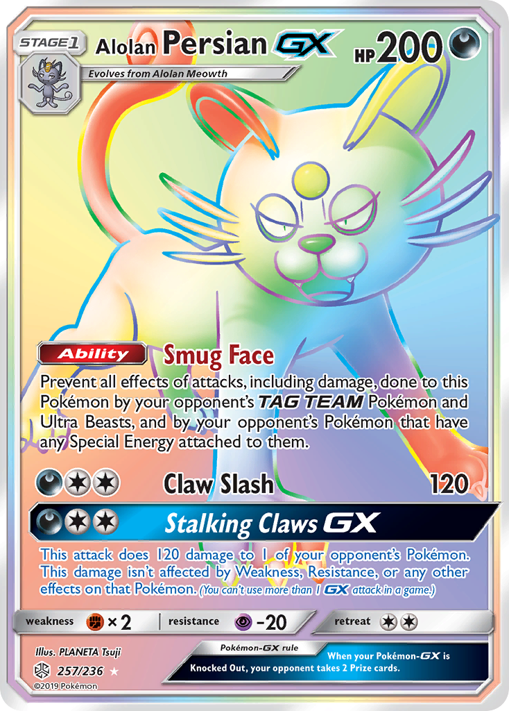 Alolan Persian-GX (257/236) - [Rainbow Holo] Cosmic Eclipse (CEC)