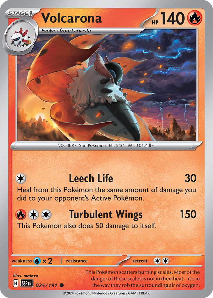 Volcarona (25/191) - [Reverse Holo] Surging Sparks (SSP)