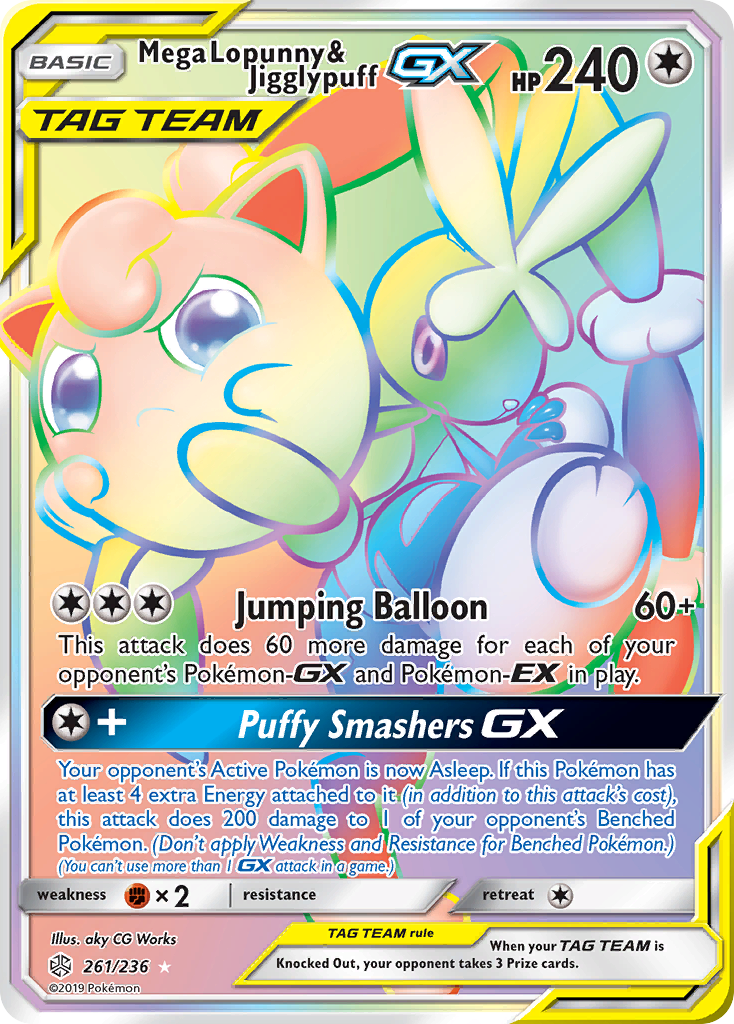 Mega Lopunny & Jigglypuff-GX (261/236) - [Rainbow Holo] Cosmic Eclipse (CEC)