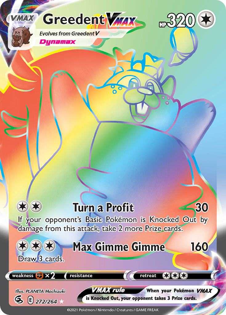 Greedent VMAX (272/264) - [Rainbow Holo] Fusion Strike (FST)