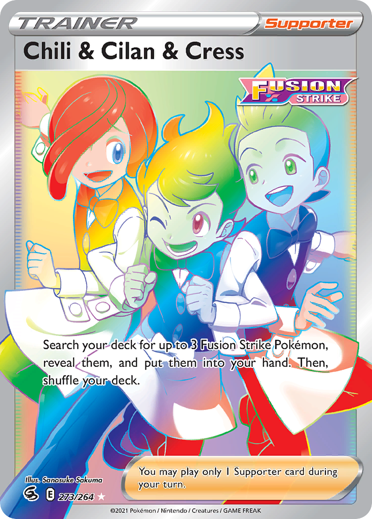 Chili & Cilan & Cress (273/264) - [Rainbow Holo] Fusion Strike (FST)