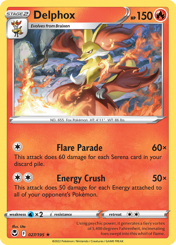 Delphox (27/195) - [Reverse Holo] Silver Tempest (SIT)