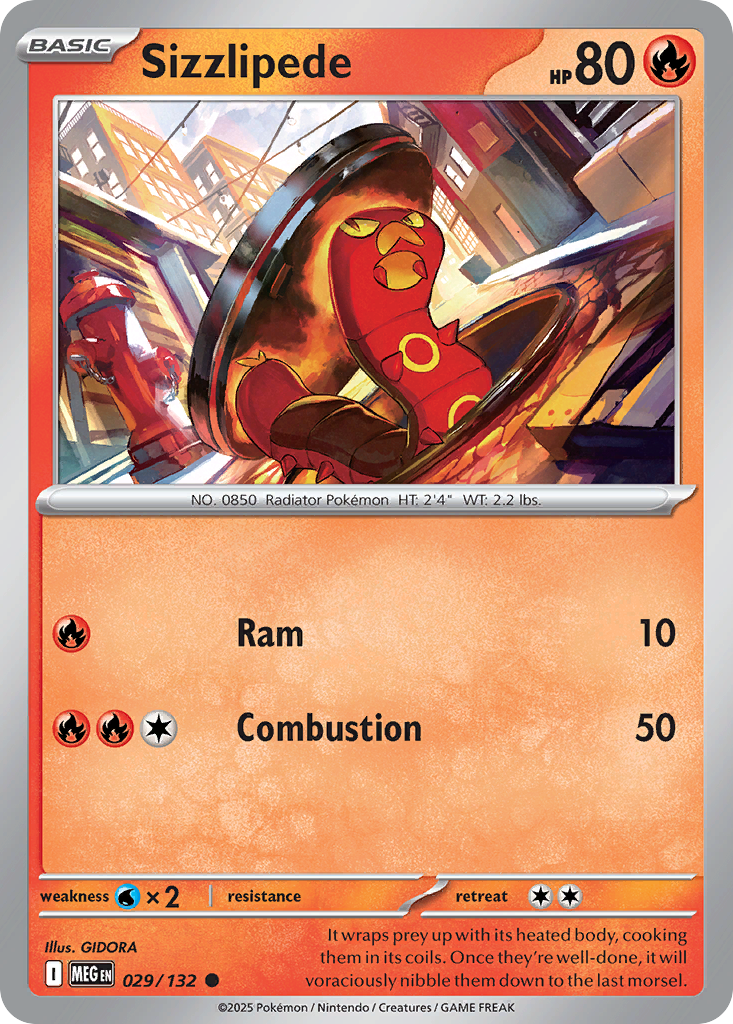 Sizzlipede (29/132) - [Reverse Holo] Mega Evolution (MEG)