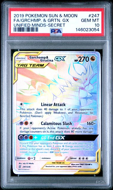 Garchomp & Giratina GX (Secret) #247 - [Graded PSA 10] SM - Unified Minds (SM11)