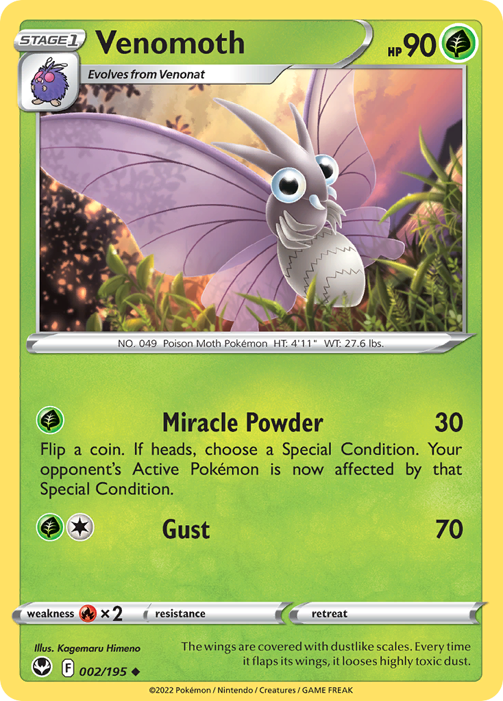 Venomoth (2/195) - [Reverse Holo] Silver Tempest (SIT)