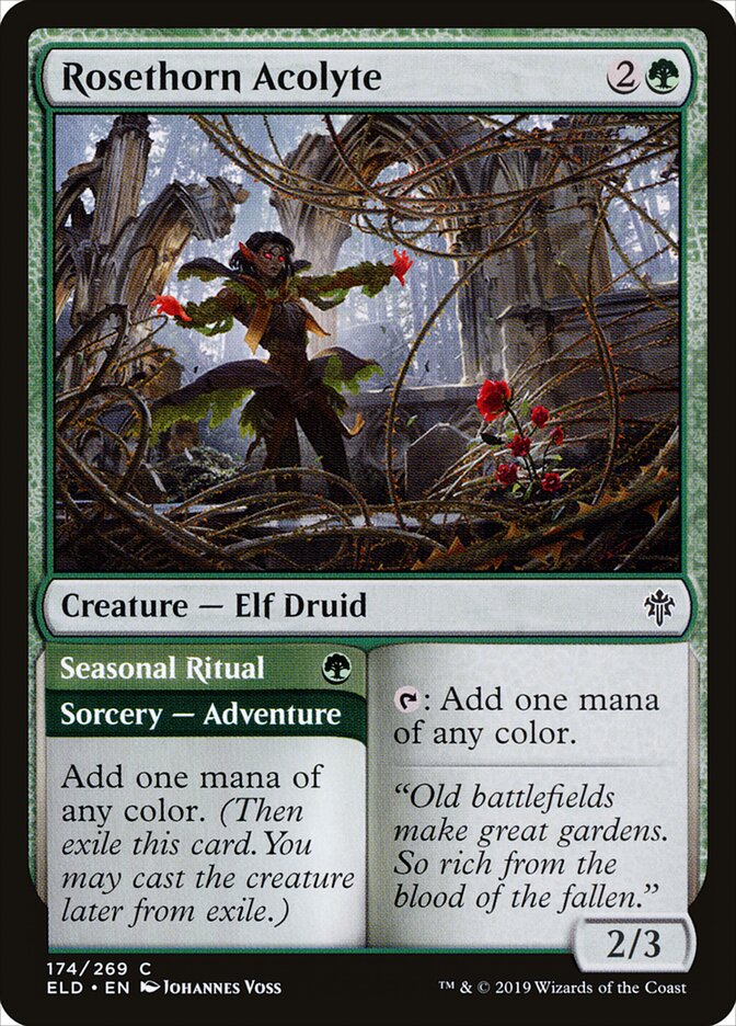 Rosethorn Acolyte // Seasonal Ritual (174) - Throne of Eldraine (ELD)