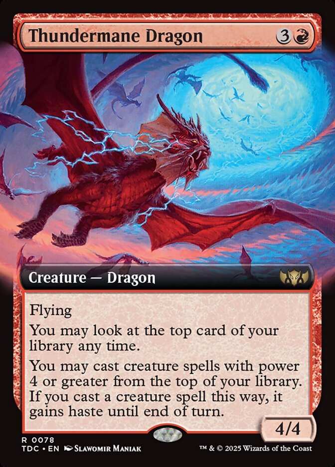 Thundermane Dragon - [Extended Art] Tarkir: Dragonstorm Commander (TDC)