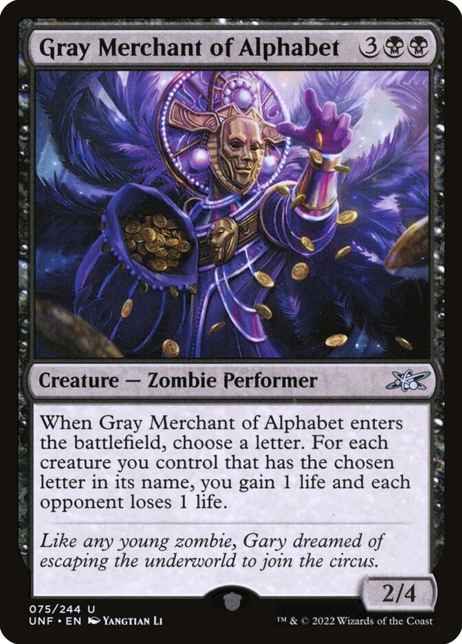 Gray Merchant of Alphabet (75) - Unfinity (UNF)
