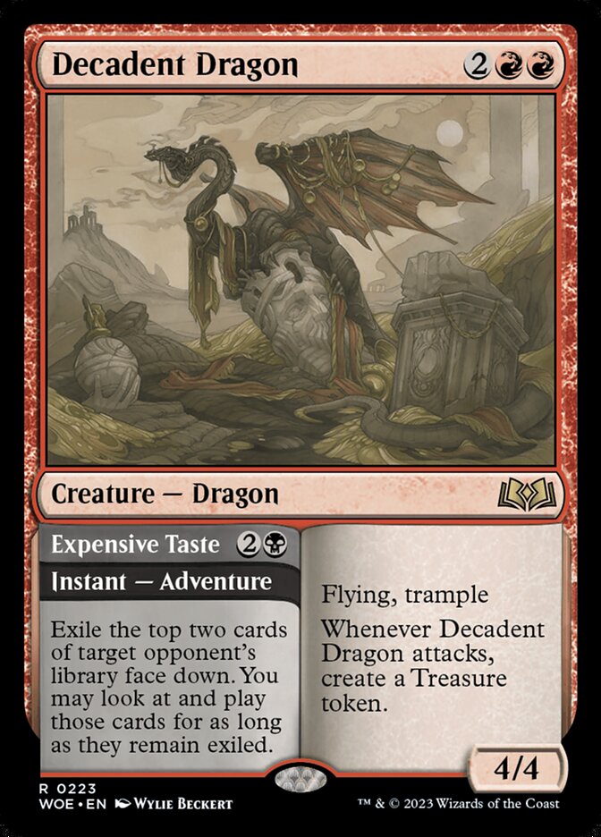 Decadent Dragon // Expensive Taste (223) - Wilds of Eldraine (WOE)