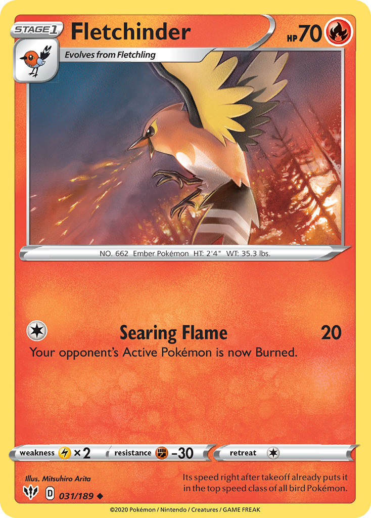 Fletchinder (31/189) - [Reverse Holo] Darkness Ablaze (DAA)