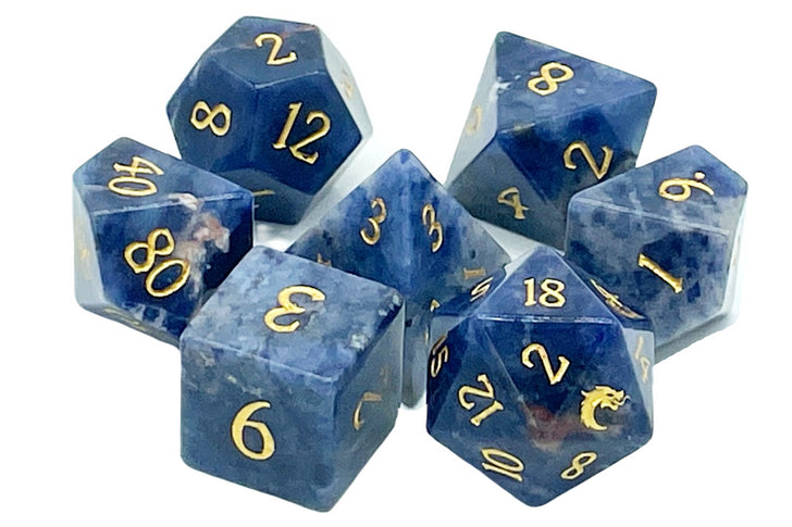 Old School 7 Piece DnD RPG Gemstone Set: Bluestone