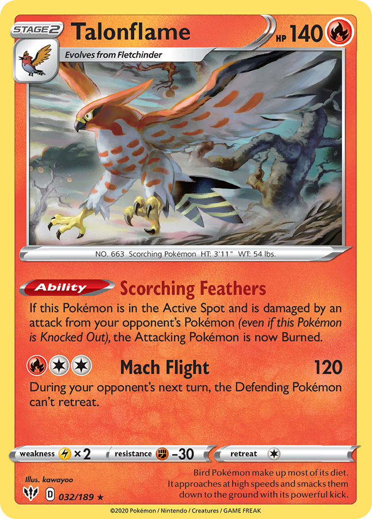 Talonflame (32/189) - [Reverse Holo] Darkness Ablaze (DAA)