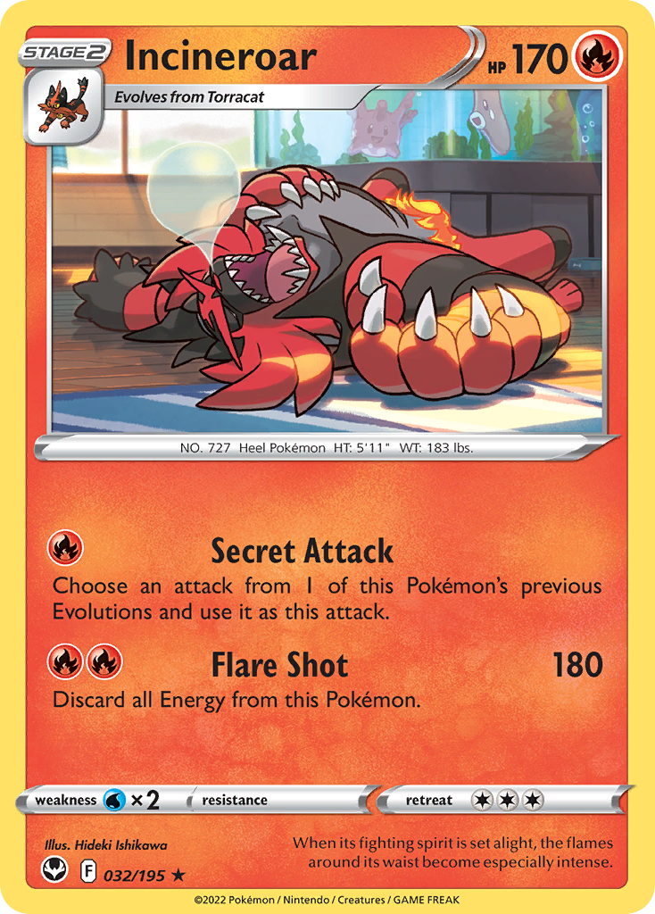 Incineroar (32/195) - [Reverse Holo] Silver Tempest (SIT)